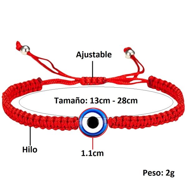 Pulsera Protección Amuleto Poderoso Con Hilo Rojo Y Ojo Turco. Suerte Tejidas A Mano - 1 Pulsera Protección Amuleto Poderoso Con Hilo Rojo Ojo Turco